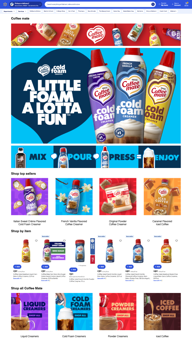 Coffee Mate Walmart Storefront