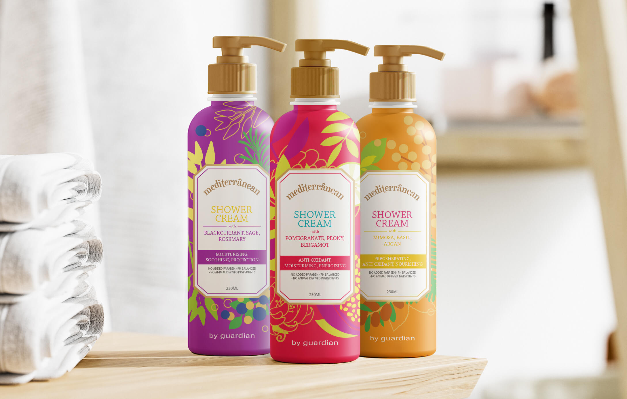 Guardian Pharmacy Mediterranean Shower Range Packaging Design