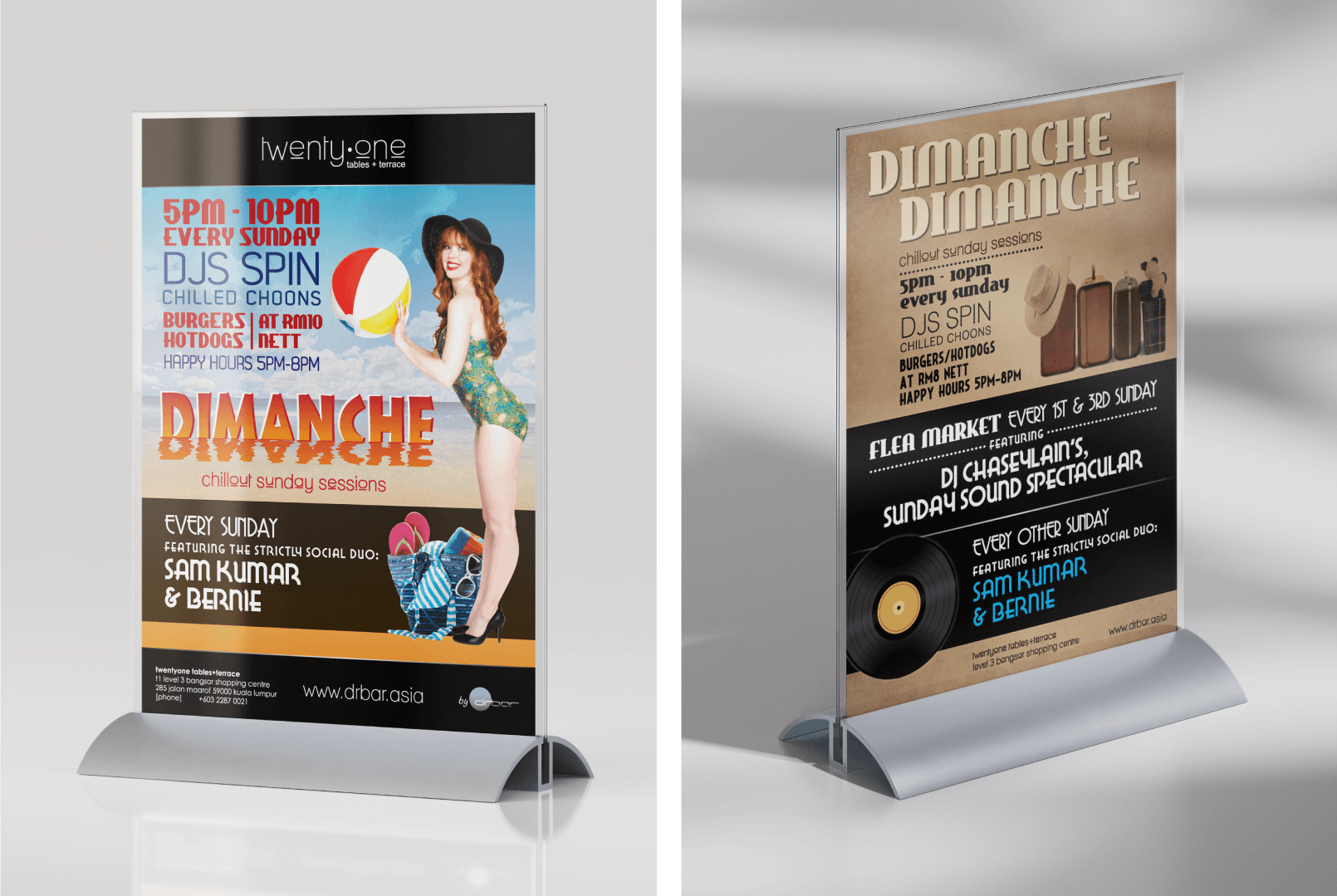 twentyone kitchen and bar tent card